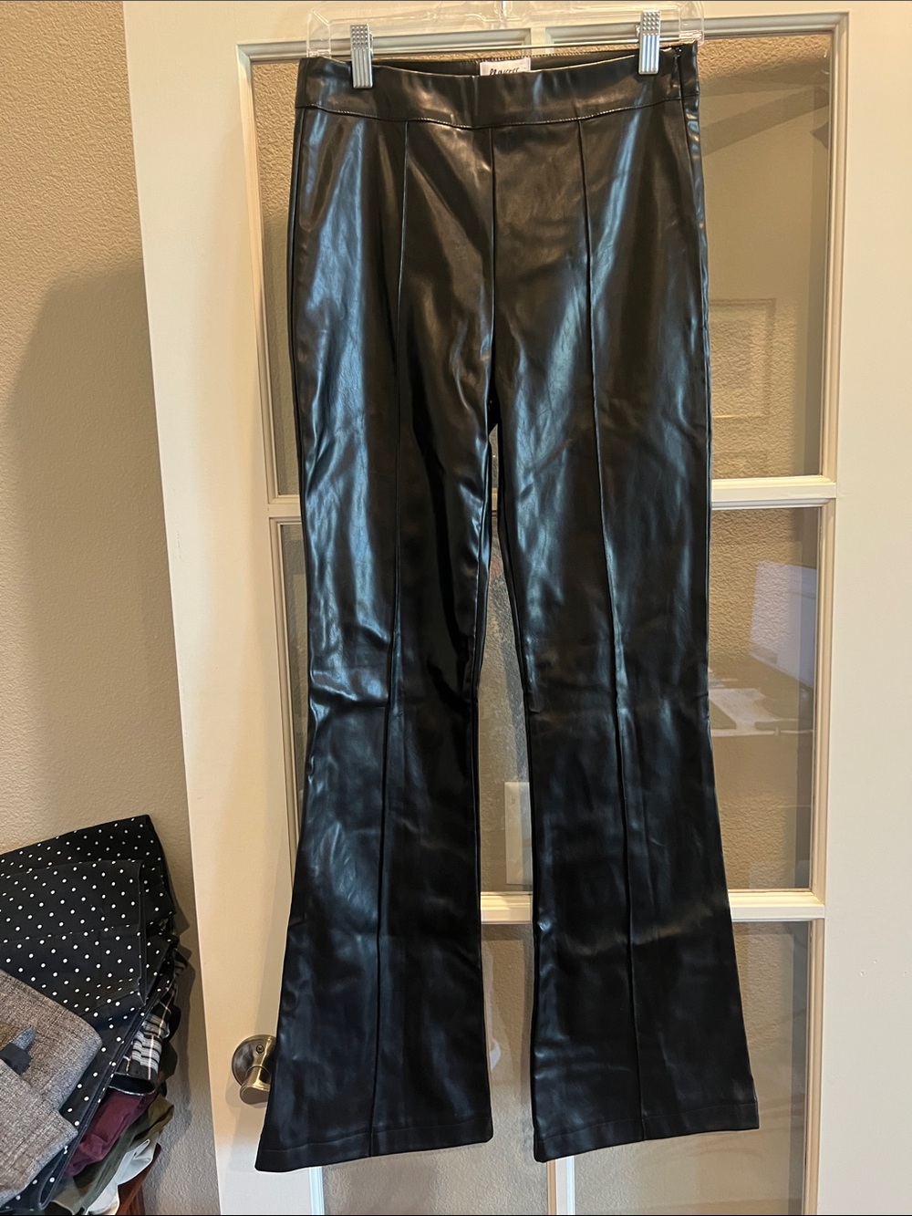 Princess Polly Black Faux Leather Flared Pants